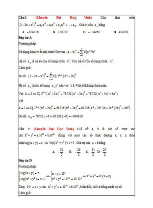 49 câu nhị thức Newton có đáp án chi tiết