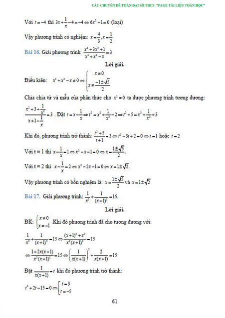 Các chuyên đề đại số Trung học cơ sở