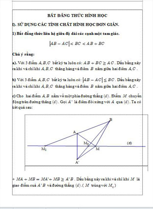 Các bài toán cực trị hình học THCS