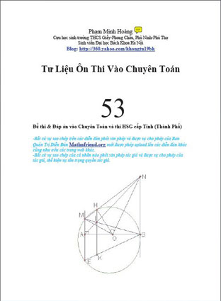 Tài liệu ôn thi vào lớp 10 chuyên toán
