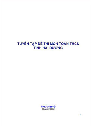 Tuyển tập đề thi môn toán THCS tỉnh Hải Dương