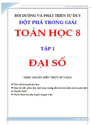 Bồi dương phát triển tư duy toán 8 phần đại số