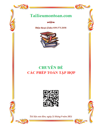 Chuyên đề các phép toán  tập hợp