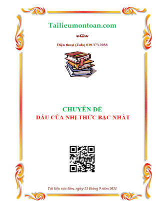 Chuyên đề dấu của nhị thức bậc nhất