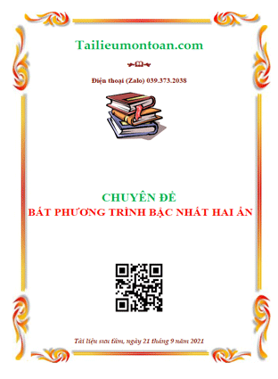 Chuyên đề bất phương trình bậc nhất hai ẩn