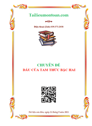 Chuyên đề dấu của tam thức bậc hai