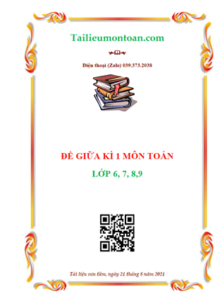 Đề giữa kì 1 môn toán lớp 6,7,8,9