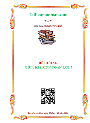 Đề cương giữa kì 1 môn toán lớp 7