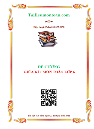 Đề cương giữa kì 1 môn toán lớp 6