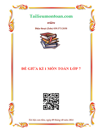Đề giữa kì 1 môn toán lớp 7