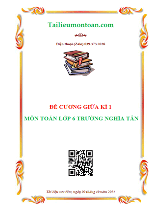Đề cương giữa kì 1 môn toán lớp 6 trường Nghĩa Tân