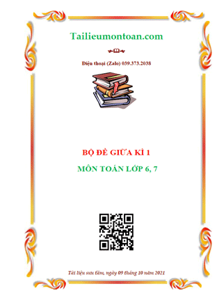 Đề giữa kì 1 môn toán lớp 6, 7