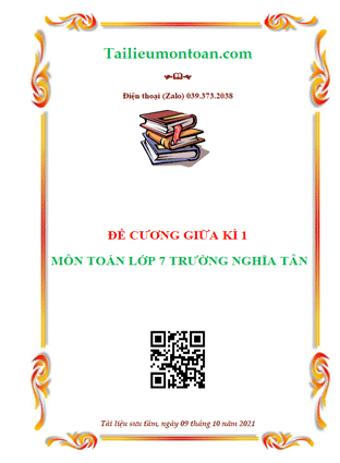 Đề cương giữa kì 1 môn toán lớp 7 trường Nghĩa Tân