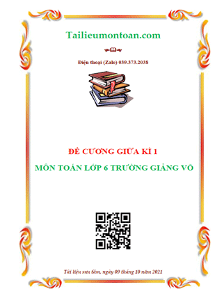 Đề cương giữa kì 1 môn toán lớp 6 trường Giảng Võ