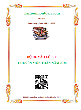 Đề thi vào lớp 10 chuyên toán năm 2020