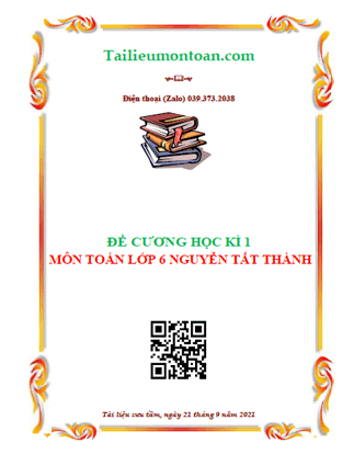 Đề cương học kì 1 môn toán lớp 6 Nguyễn Tất Thành