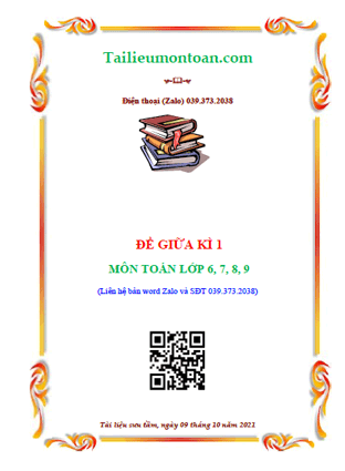Đề giữa kì 1 môn toán lớp 6, 7, 8, 9