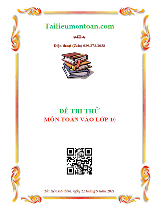 Đề thi thử vào lớp 10 môn toán