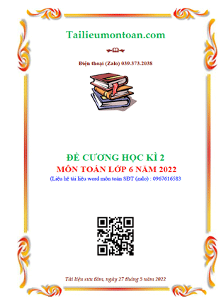 Đề cương học kì 2 môn toán lớp 6 năm 2022