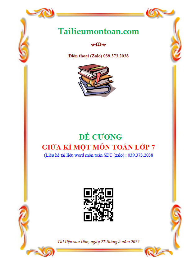 Đề cương giữa kì một môn toán lớp 7