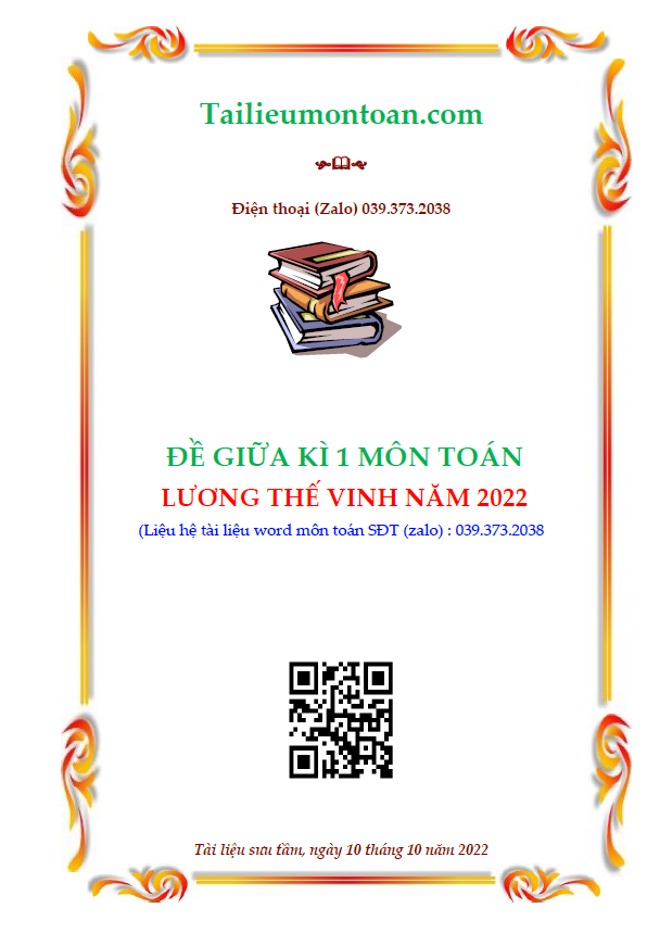 Đề giữa kì 1 môn toán trường Lương Thế Vinh năm 2022