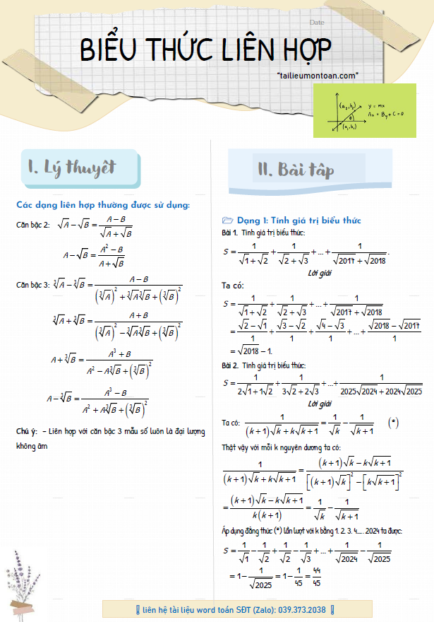 Sử dụng biểu thức liên hợp để giải toán