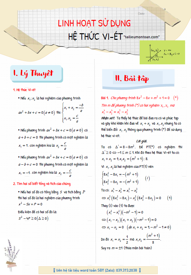 Chuyên đề hệ thức Vi-et