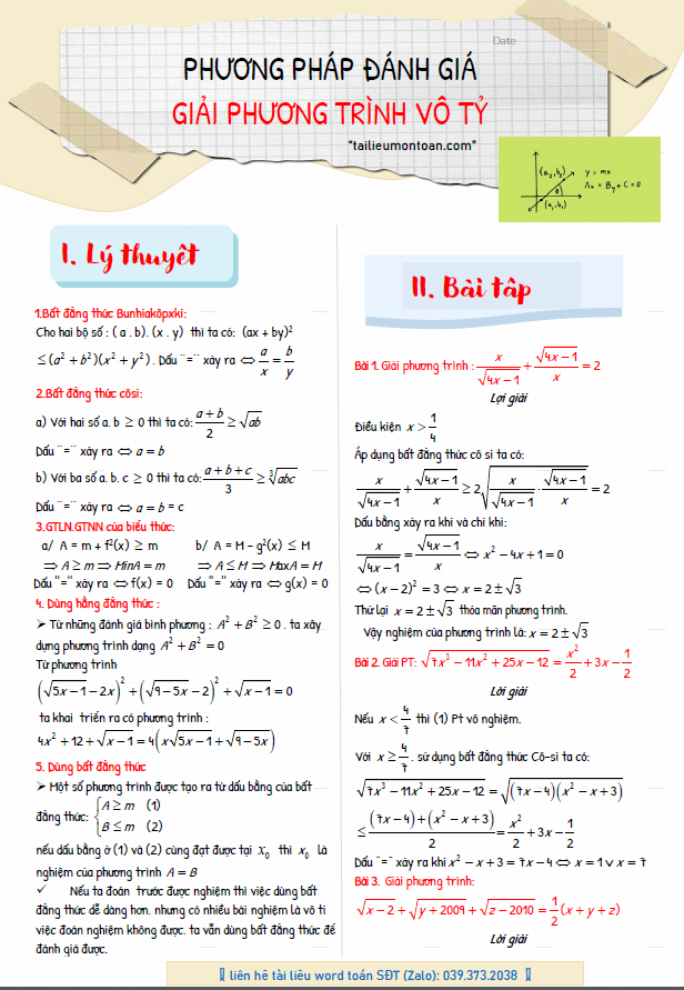 Phương pháp đánh giá trong giải phương trình vô tỷ