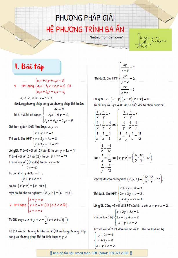 Phương pháp giải hệ phương trình ba ẩn