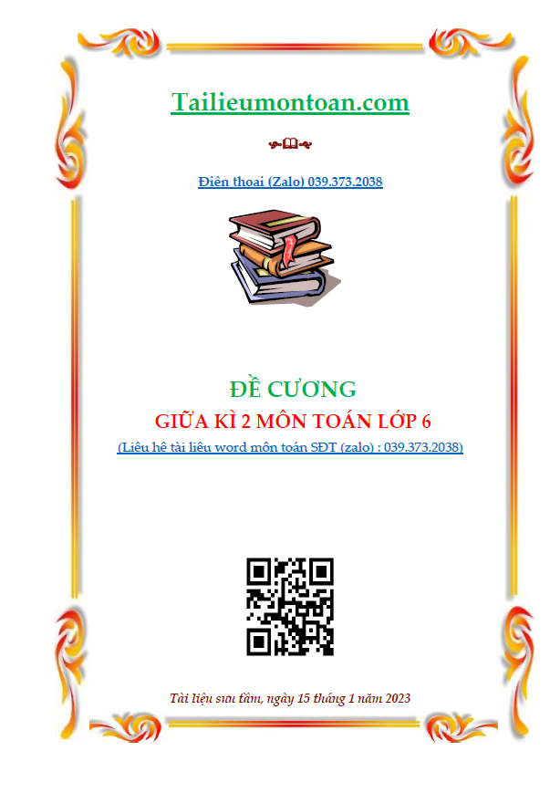 Đề cương giữa kì 2 môn toán lớp 6