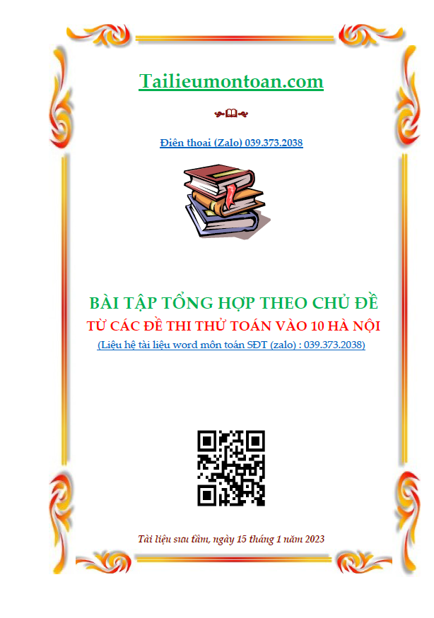 Các bài toán theo chủ đề luyện thi vào lớp 10 môn  toán
