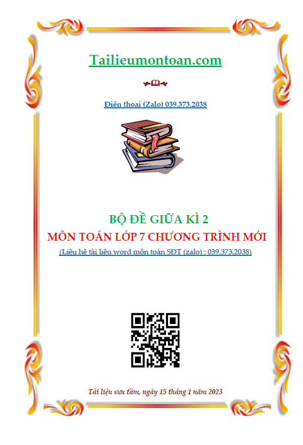 Đề  giữa kì 2 môn toán lớp 7 mới