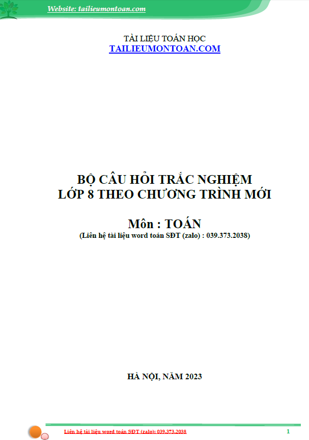 Trắc nghiệm toán 8 theo chương trình mới