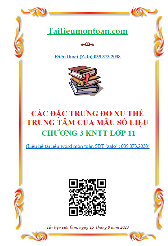 Các đặc trung đo xu thế trung tâm của mẫu số liệu trong nhóm