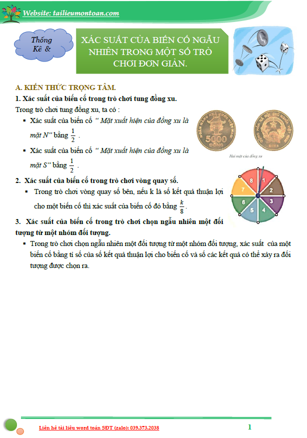 Một số yếu tố trong thống kê xác suất lớp 8