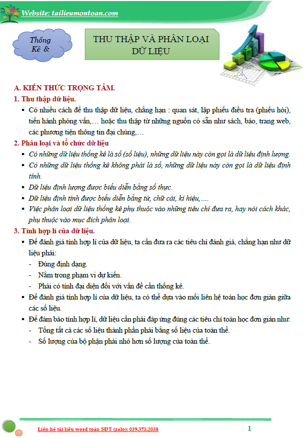 Dữ liệu và phân loại dữ liệu lớp 8