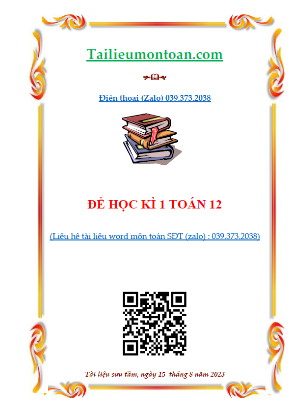Đề học kì 1 môn toán lớp 12