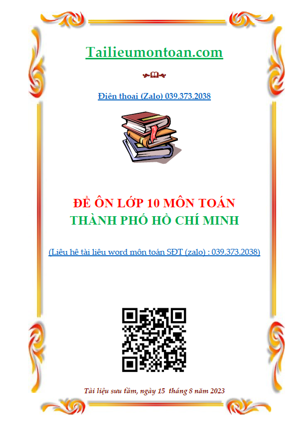 Đề toán vào lớp 10 thành phố Hồ Chí Minh