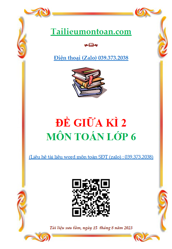 Đề giữa kì 2 môn toán lớp 6