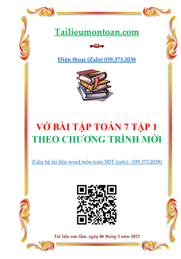 Vở bài tập toán lớp 7 tập 1 sách mới