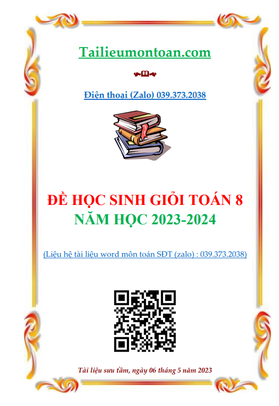 Đề thi học sinh giỏi toán 8 năm học 2023-2024