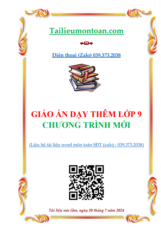 Giáo án dạy thêm môn toán lớp 9 chương trình mới