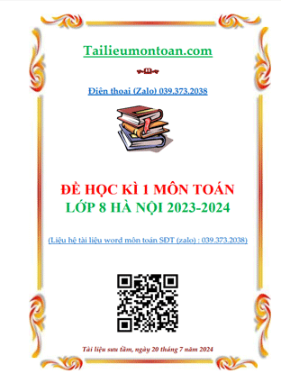 Đề học kì 1 toán 8 hà nội 2023-2024