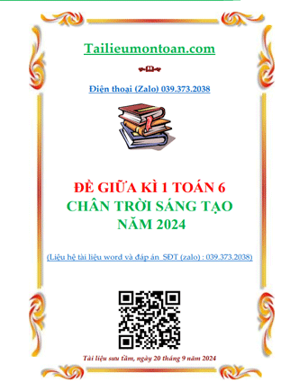 Đề giữa kì 1 môn toán lớp 6 chân trời sáng tạo