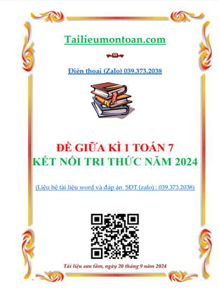 Đề giữa kì 1 toán 7 kết nối tri thức