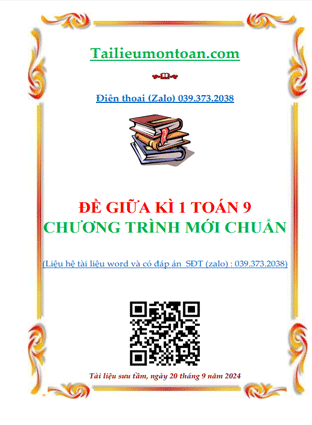 Đề giữa kì 1 môn toán lớp 9 mới