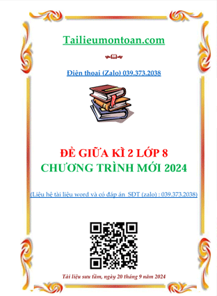 Đề giữa kì 2 môn toán lớp 8 hà nội năm 2024