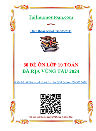 30 đề toán luyện thi vào lớp 10 năm 2024