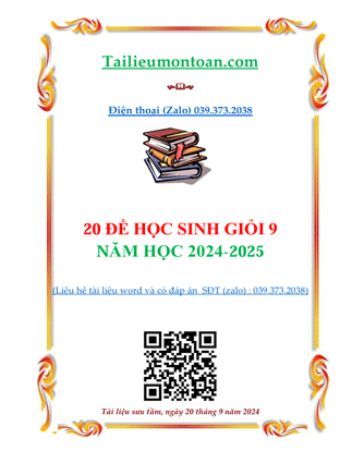 25 Đề học sinh giỏi toán lớp 9 năm 2024-2025