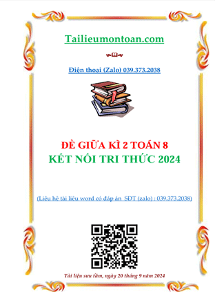 Đề giữa kì 2 môn toán lớp 8 kết nối tri thức năm 2024